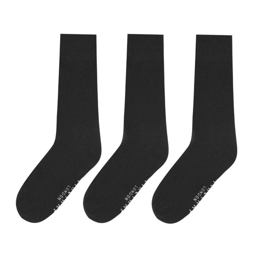 Firetrap Mens Plain Formal Socks (Pack of 3) / Black